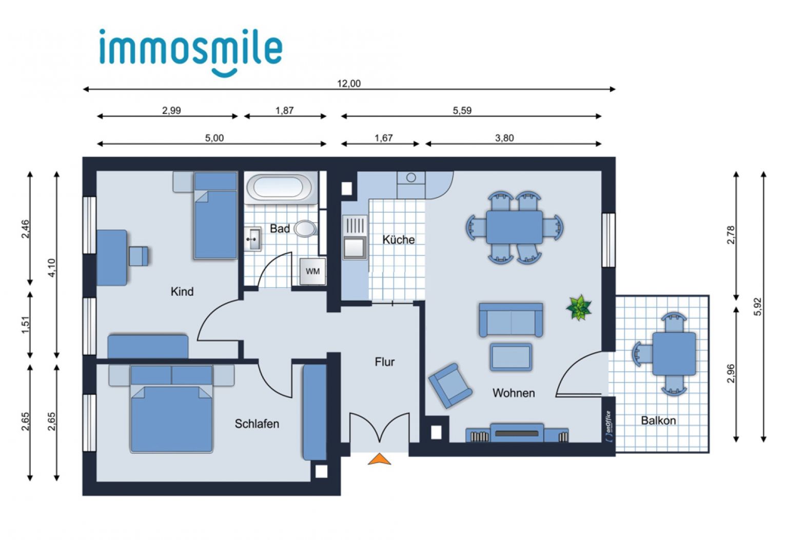 Terrasse • Gartenmitbenutzung • 3 Zimmer • Laminat • moderner Grundriss • Wanne • gleich anschauen!