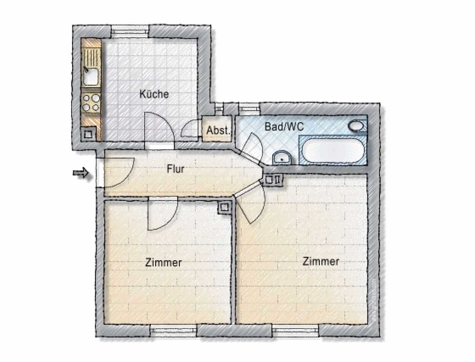 2-Raum • Laminat • Tageslichtbad mit Wanne • Stellplatz • Kaßberg • TOP • Anschauen & Mieten