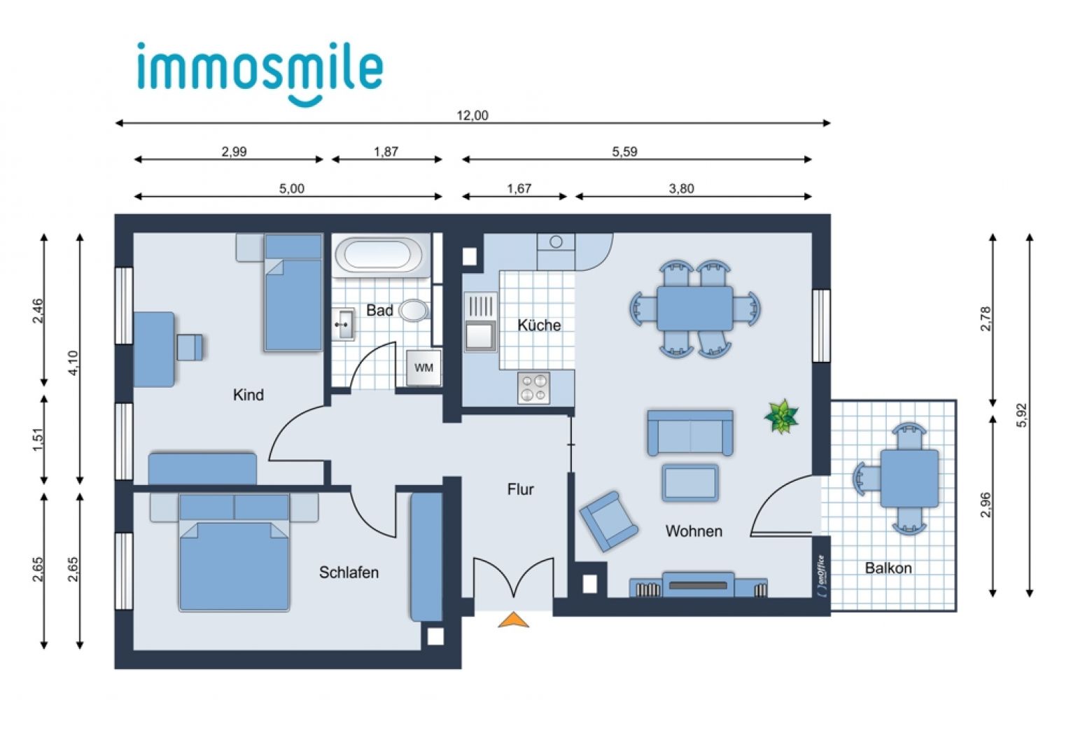 3-Zimmer • Südbalkon • offene Küche • TOP Grundriss • Laminat • ruhige zentrale Lage • Besichtigen?