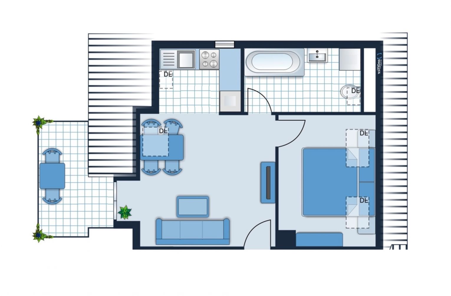 2-Zimmer • kompakt • Laminat • Balkon • frisch renoviert • frische Brötchen • BÄCKEREI im Haus 