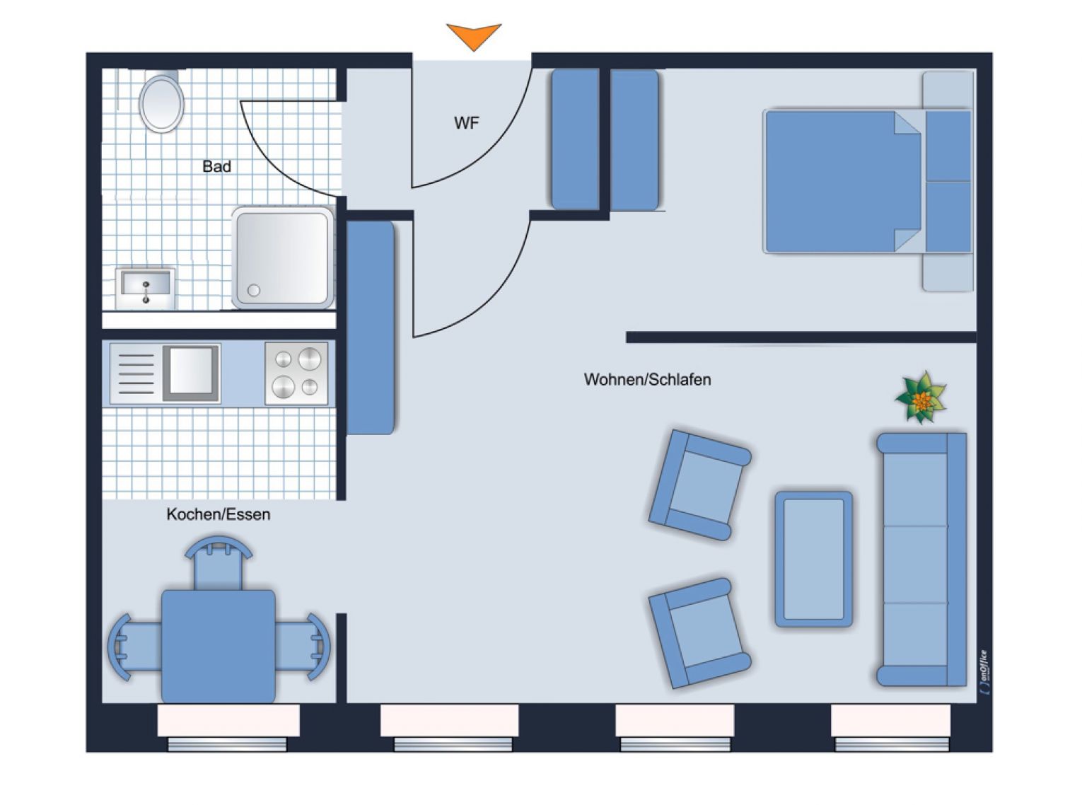 modernes 1,5-Raum Apartment • Bad mit Dusche • Single-Küche • LED Deckenspots • Zentrumsnah • TOP