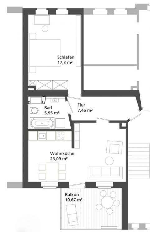 2-Raum Wohnung • zur Miete • großer Balkon • Wanne • Altbau • Chemnitz • Hilbersdorf • jetzt anrufen