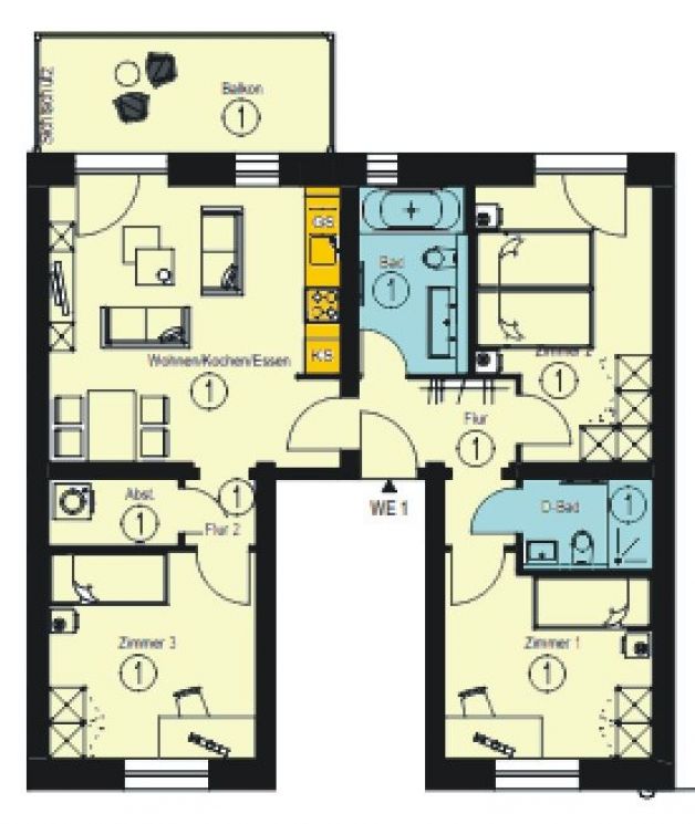 4-Raum Wohnung • Sonnenberg • neu • modern • Chemnitz • Erdgeschoss • Parkettboden • jetzt Mieten