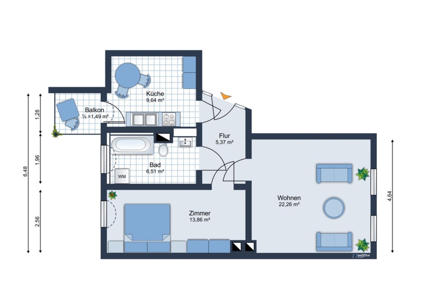 Einbauküche • 2-Raum Wohnung • Sonnenberg • in Chemnitz • Balkon • Tageslichtbad • jetzt anrufen