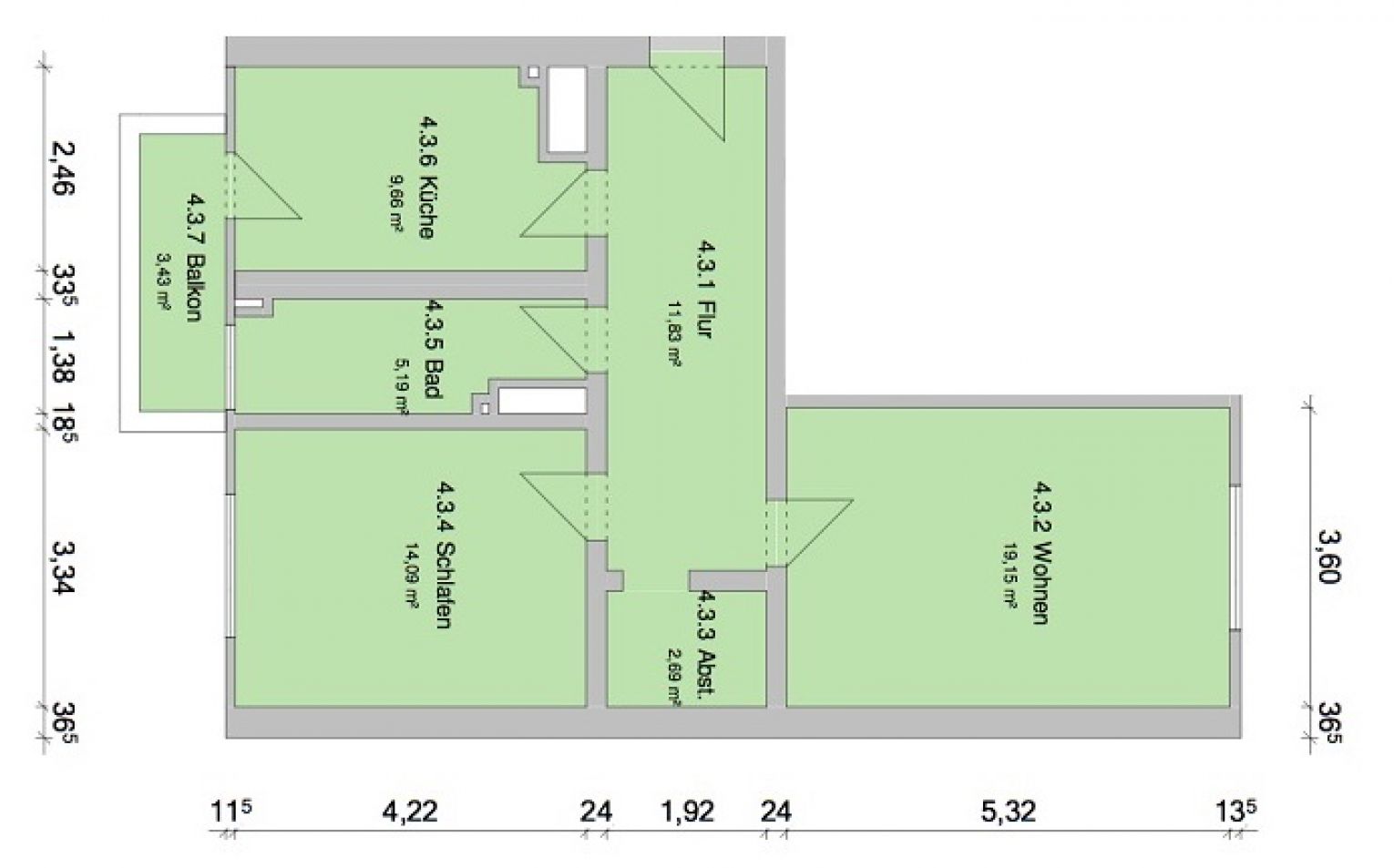 2-Zimmer • Balkon • Fußbodenheizung • Einbauküche • Bad mit Fenster und Wanne • gleich anschauen!?