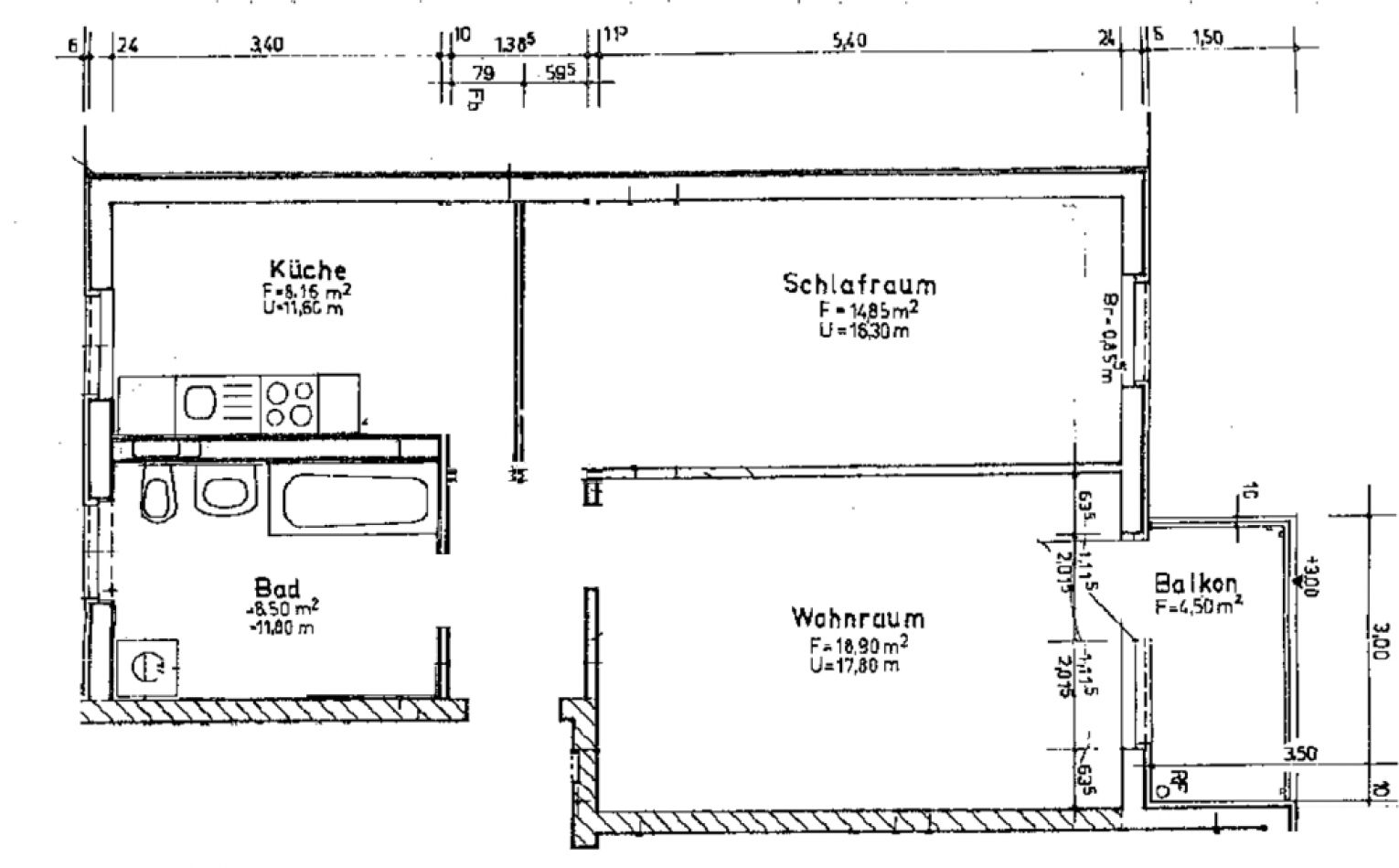 Ebersdorf • 2-Zimmer • Sonnenbalkon • Laminat • Stellplatz • Bad mit Fenster und Wanne