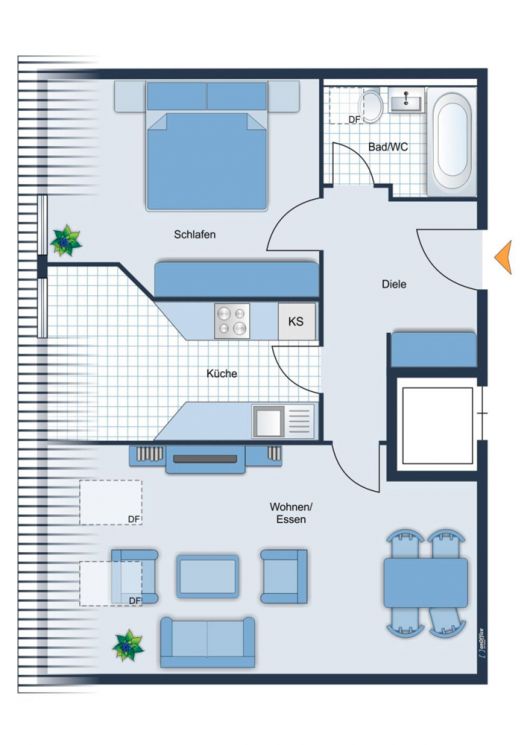 Zentrum • 2-Raum Wohnung • Dachgeschoss • Fahrstuhl • Chemnitz • Stellplatz • Stadt • Mieten