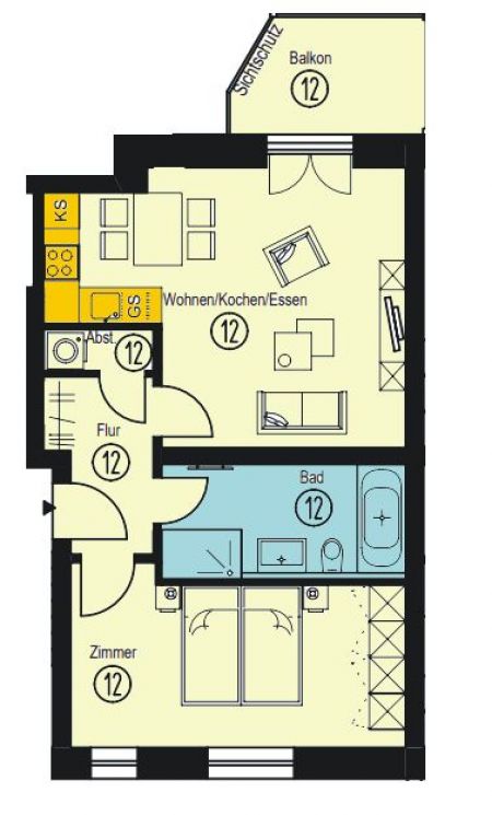 Erstbezug • 2-Raum Wohnung • modern • Fußbodenheizung • offen Wohnen • Sonnenberg • Chemnitz