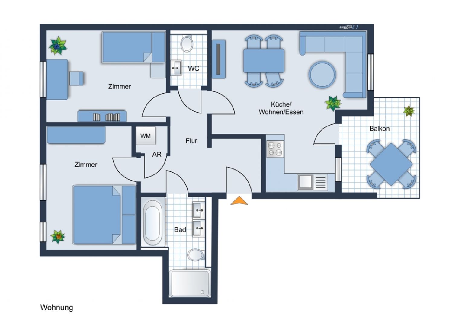 Balkon • 3-Raum Wohnung • Erstbezug • Tageslichtbad • Fußbodenheizung • Parkett • jetzt anrufen