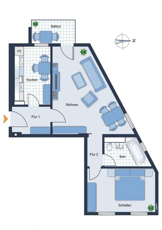 Schloßchemnitz • 2-Zimmer • Mietwohnung • individuell • Balkon • perfekte Lage