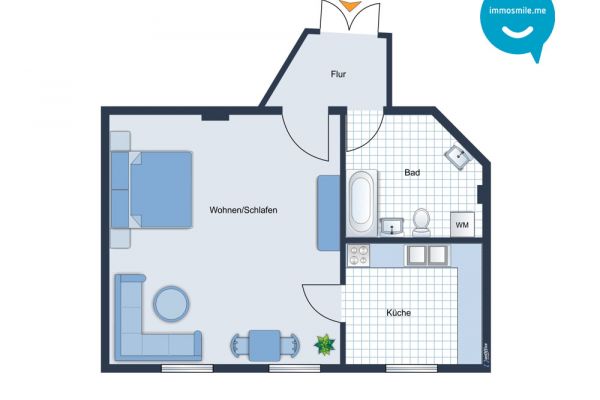 1-Raumwohnung in Chemnitz • Laminat • Einbauküche • Bad mit Wanne • jetzt mieten