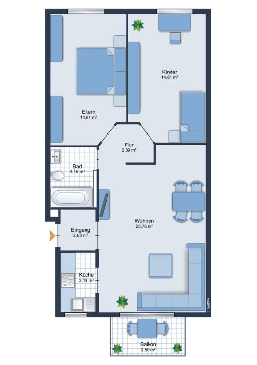 Balkon • 3-Raum Wohnung • Einbauküche • Altchemnitz • in Chemnitz • Aufzug • jetzt mieten