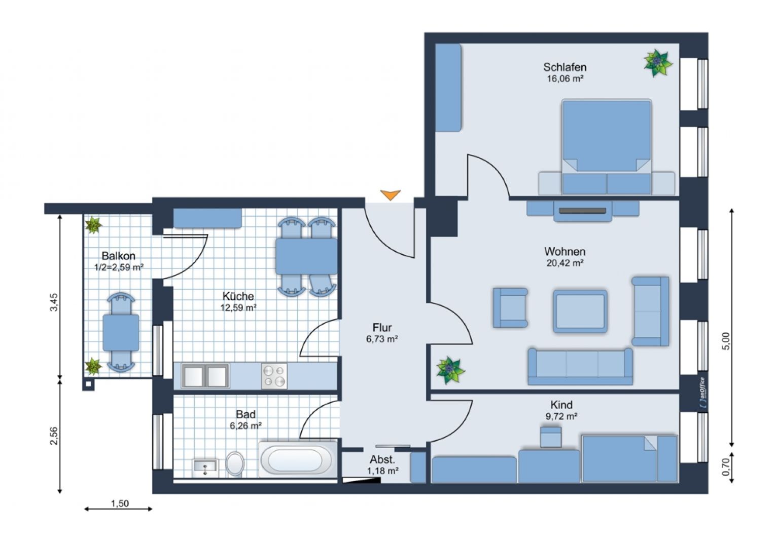 Am Brühl • 3 Zimmer • Balkon • moderner Grundriss • Bad mit Fenster und Wanne • jetzt Termin machen!