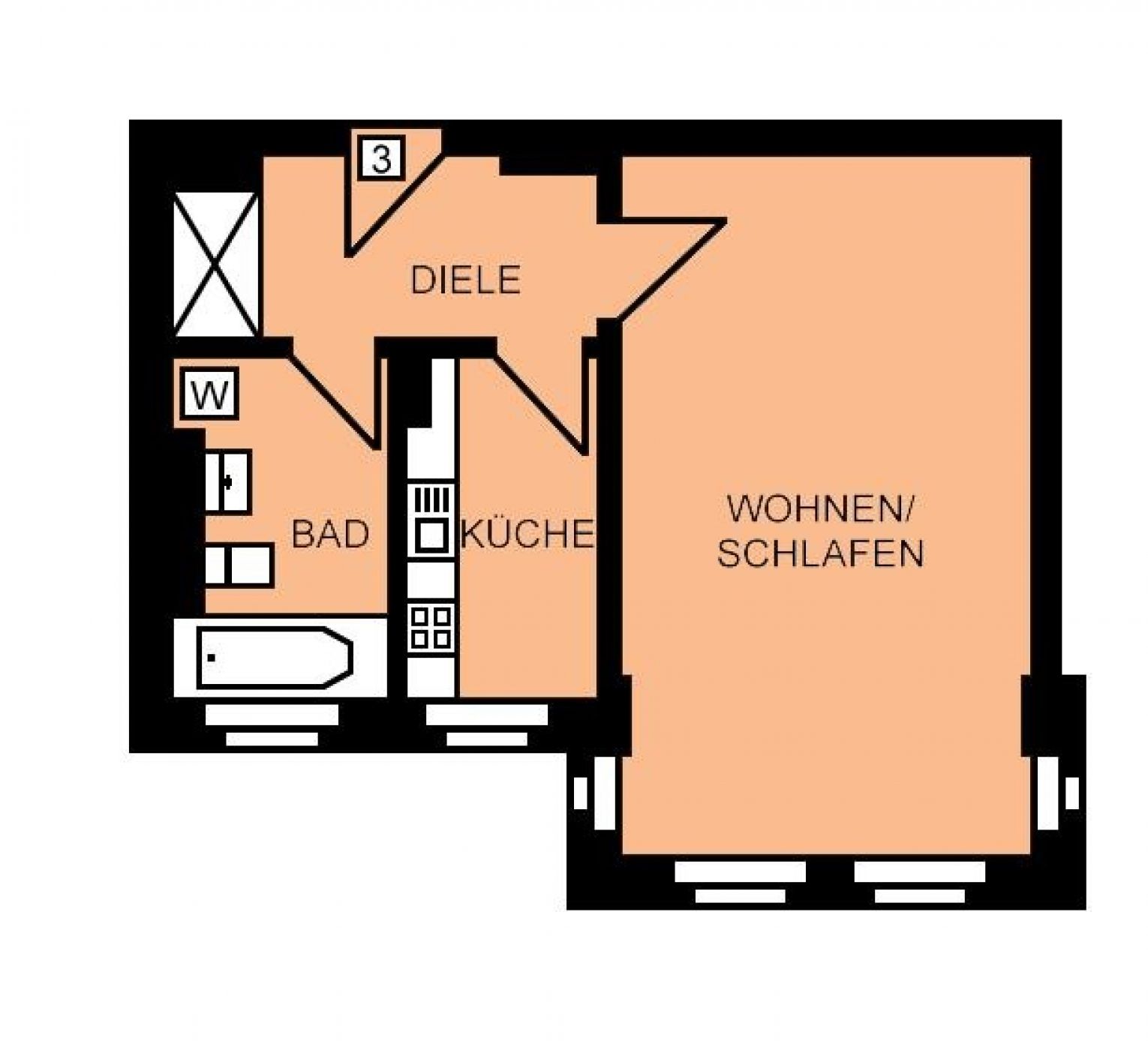 1-Zimmer Wohnung • Einbauküche • Kaßberg • Dusche • Chemnitz • Parkett • Singlewohnung • Mieten!!