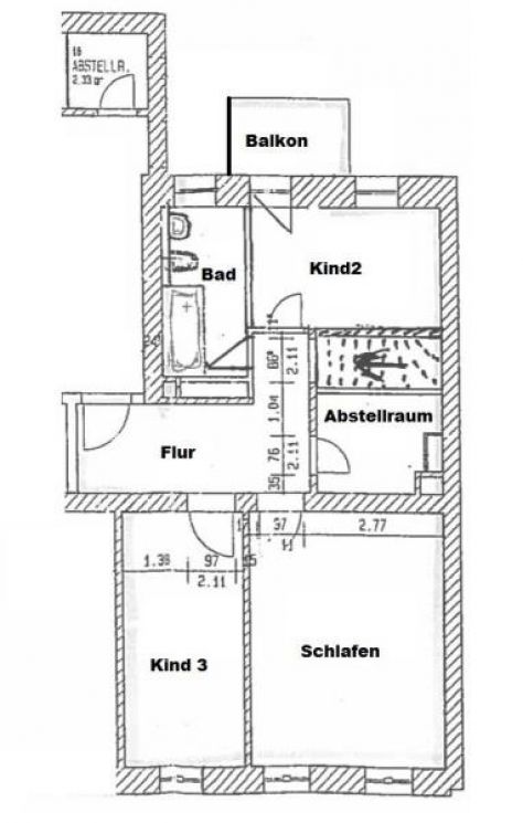 5-Raum Wohnung • 2 Bäder • Wanne + Dusche • Maisonette • 2 Balkone • Laminat • nicht lang warten!