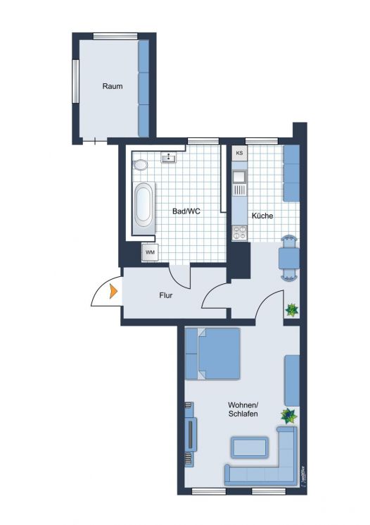 1-Zimmer Wohnung • ruhige Lage • Tageslichtbad • Einbauküche • in Chemnitz • jetzt mieten!