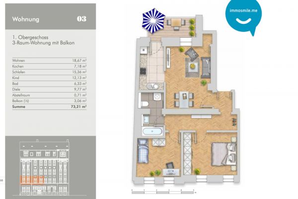 Erstbezug • 3-Raum Wohnung • Fußbodenheizung • Balkon •  schnell anrufen!