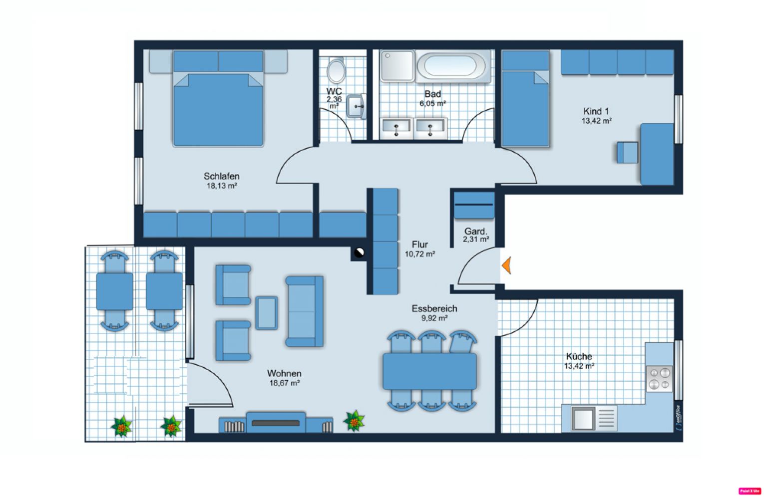 Sonnen-Balkon • 3-Zimmer • große Wohnküche • großes Wohnzimmer • Gäste-WC • Wanne & Dusche • begehrt