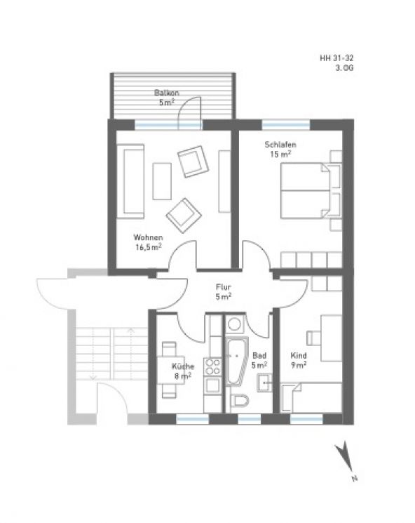 3-Zimmer • neu renoviert • Balkon • Tageslichtbad mit Wanne • Laminat • gedämmte Fassade • TOP!