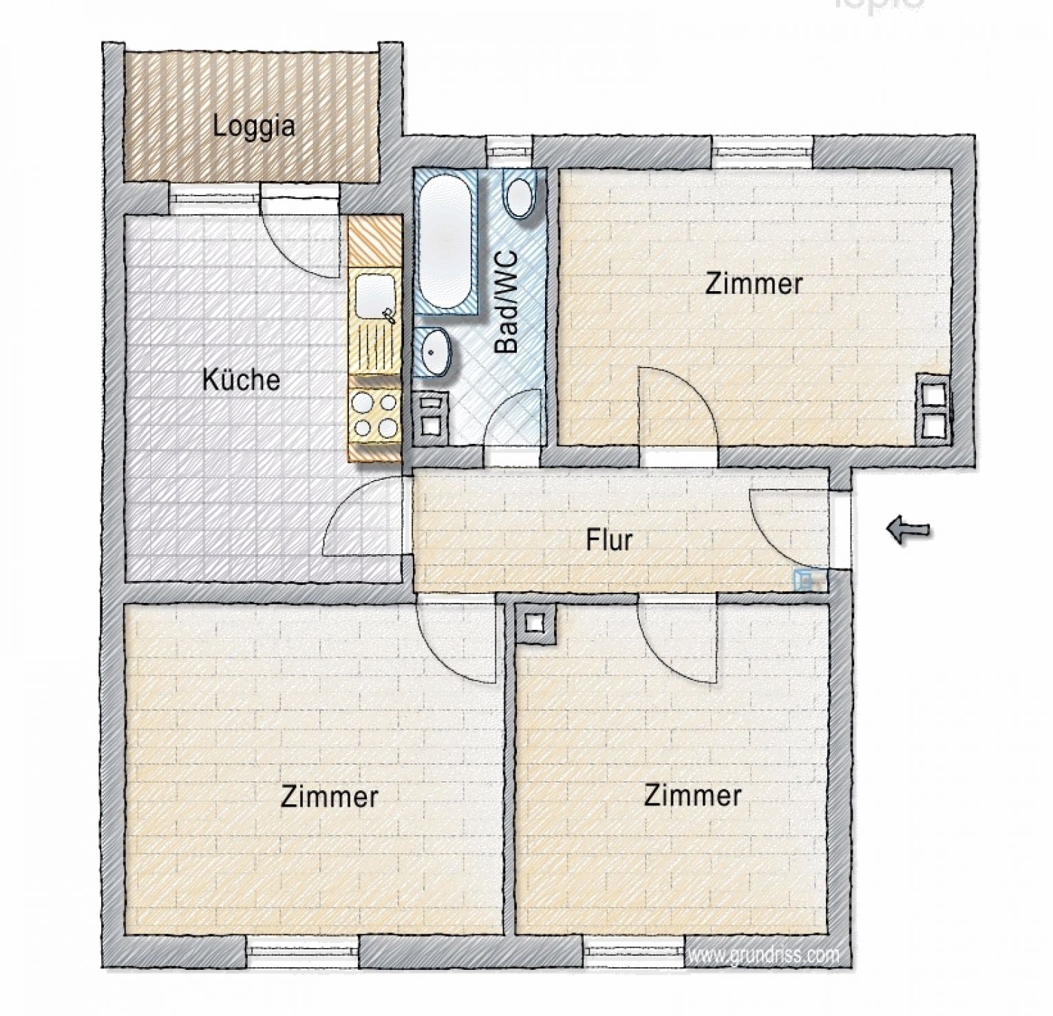 Kaßberg • 3-Zimmer • Sonnenbalkon • Tageslichtbad • Laminat • Stellplatz • Anschauen!?