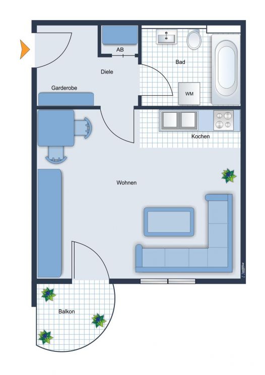 1-Zimmer • Uni-Nähe • Einbauküche • Balkon • Studenten-Wohnung