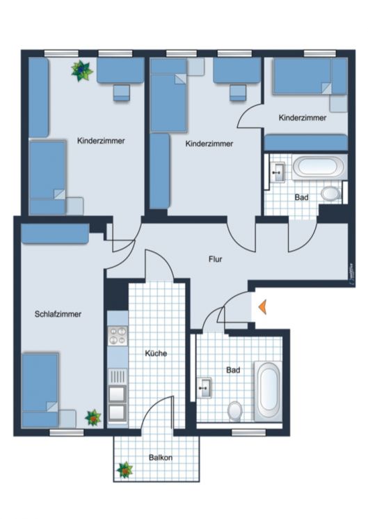 4-Raum Wohnung in Chemnitz • Wanne • Einbauküche • Kappel • Balkon • jetzt Mieten