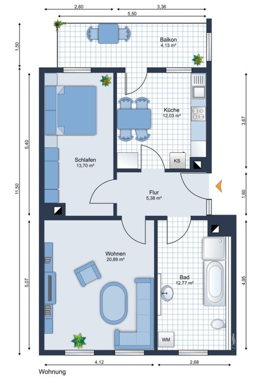 Hilbersdorf • Chemnitz • Balkon • 2-Zimmer • zur Miete • Balkon • Tageslichtbad • groß & modern