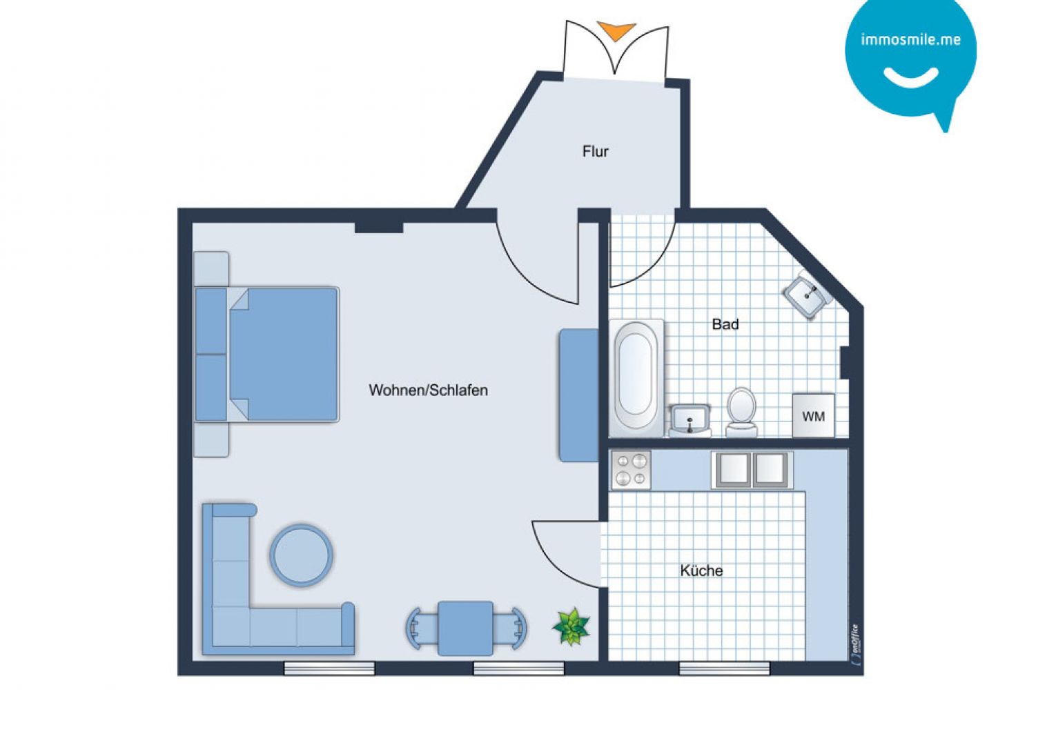 1-Raumwohnung in Chemnitz • Laminat • Einbauküche • Bad mit Wanne • jetzt mieten