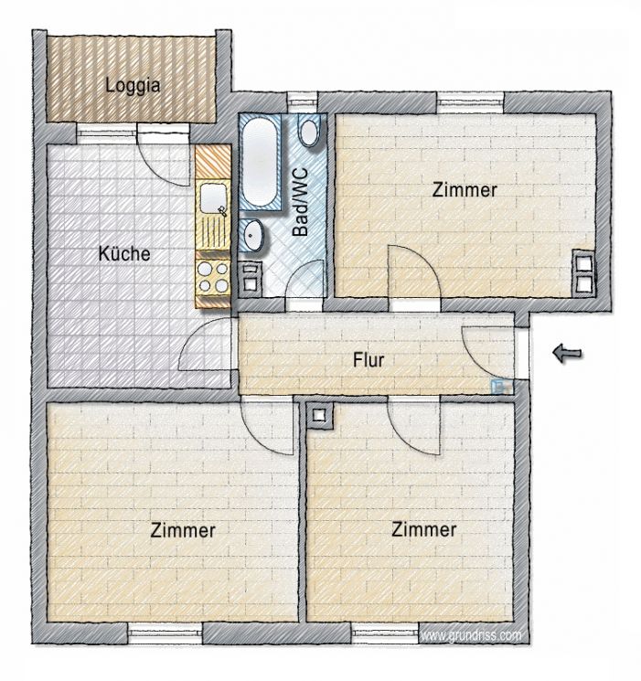 TOP! • 3-Raum • Kaßberg • Balkon • Tageslichtbad • sehr gepflegt • Stellplätze! • jetzt einziehen