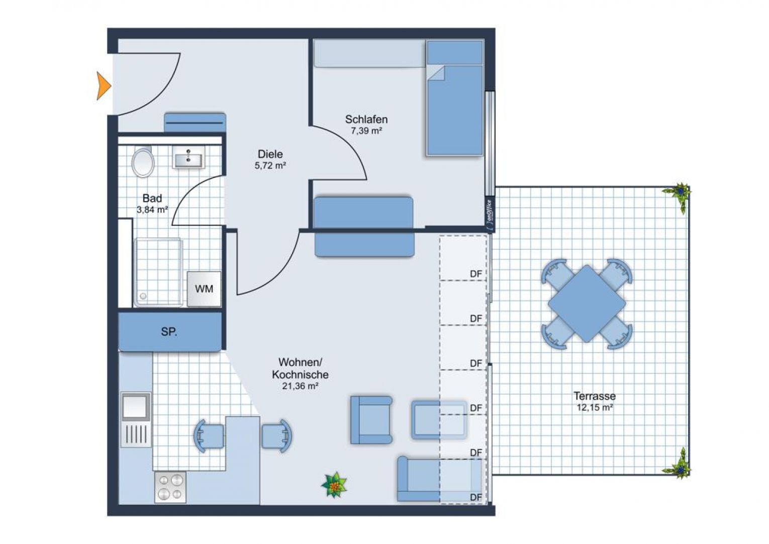 2-Raum • mit Terrasse • am Rande von Chemnitz • jetzt kaufen und vermieten • Kapitalanlage