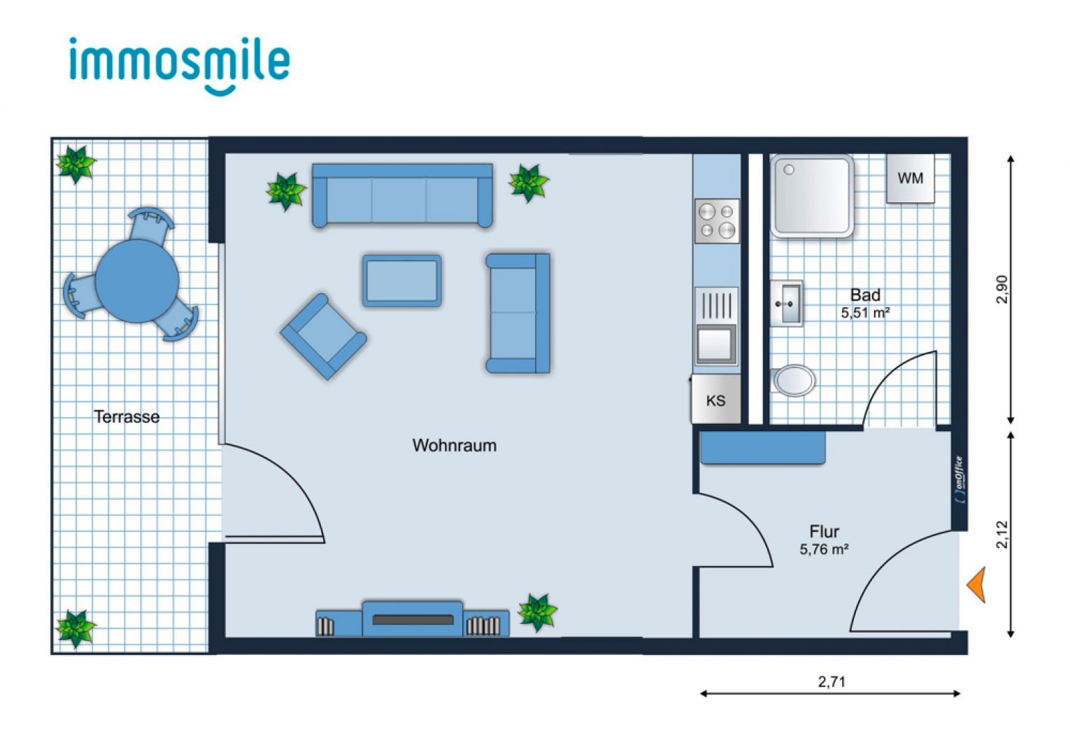 1-Raum Apartment • Laminat • Sonnenbalkon • Nähe Polizeischule Chemnitz • Stellplatz • Mieten