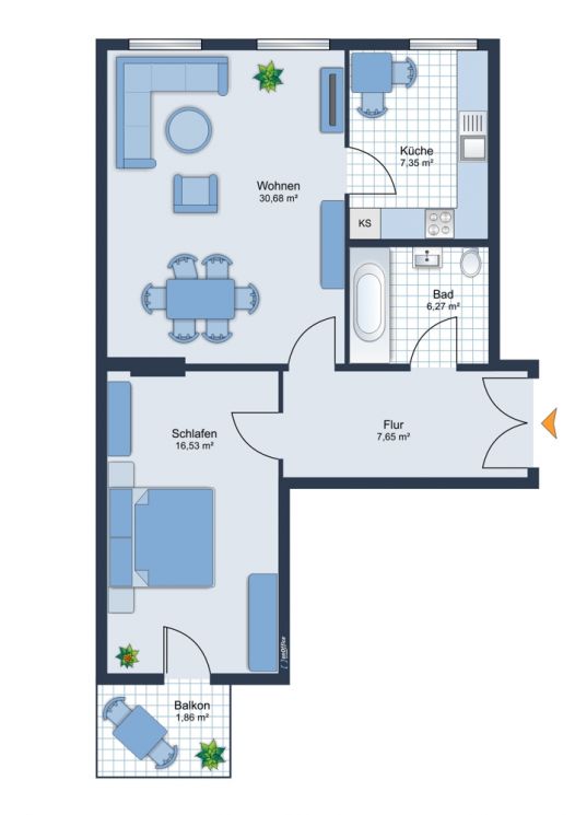 Schloßchemnitz • 2-Zimmer • mit Balkon • vermietet • Aufzug • jetzt sicher anlegen