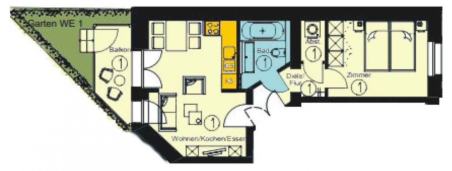 Erdgeschoss • Fußbodenheizung • ERSTBEZUG • moderner Grundriss • Balkon & Garten • Lutherviertel