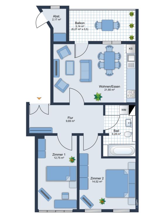 Chemnitz • auf dem Sonnenberg • Erstbezug • hochwertig • Balkon • 3-Raum • Stellplatz • sei schnell