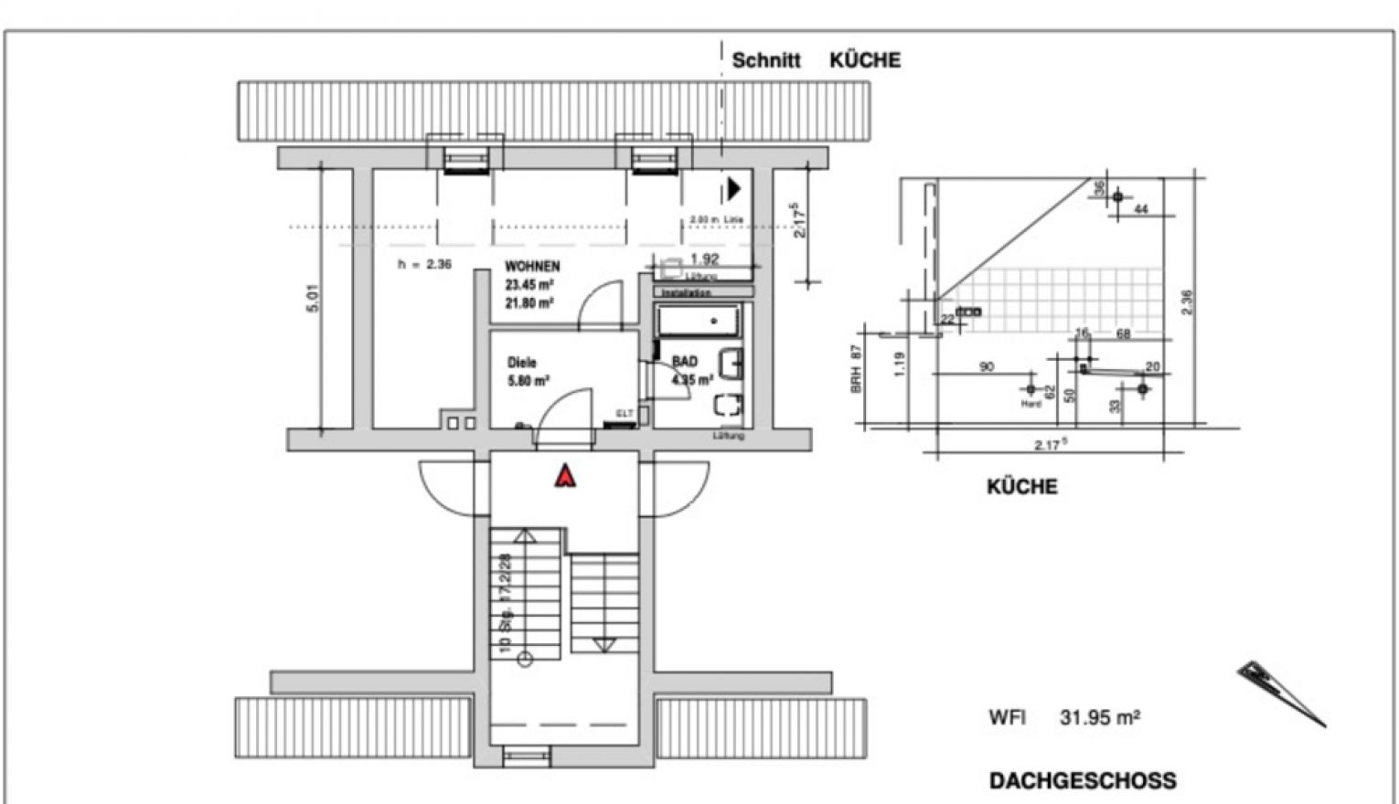 Mietwohnung • 1 Raumwohnung • Einbauküche • offenes Wohnzimmer • Schloßchemnitz • im Dachgeschoss
