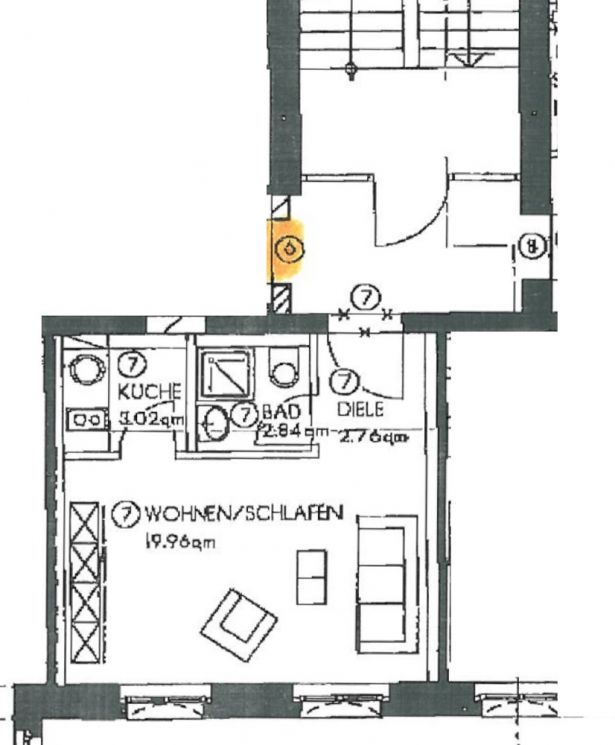 1-Raum Wohnung • Einbauküche • Kaßberg • zur Miete • Single- / Studenten • Chemnitz • minimalistisch