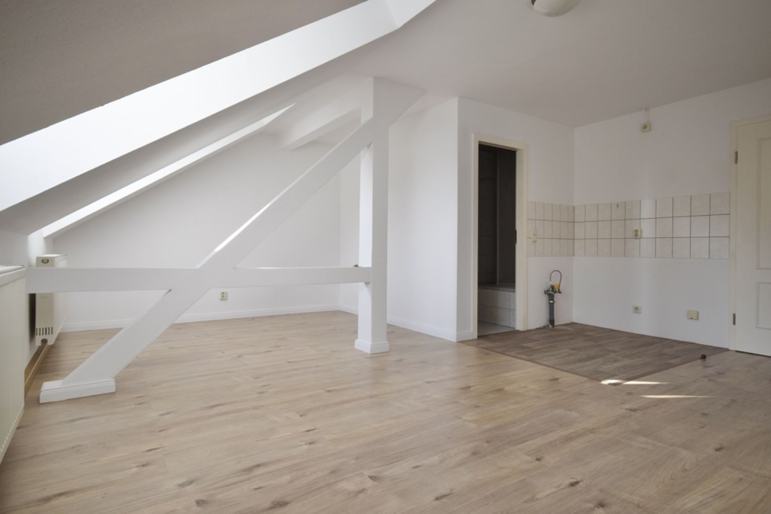 Dachgeschoss • Kaßberg • 1 Raum Apartment • Bad mit Dusche • neues Laminat • zur Miete