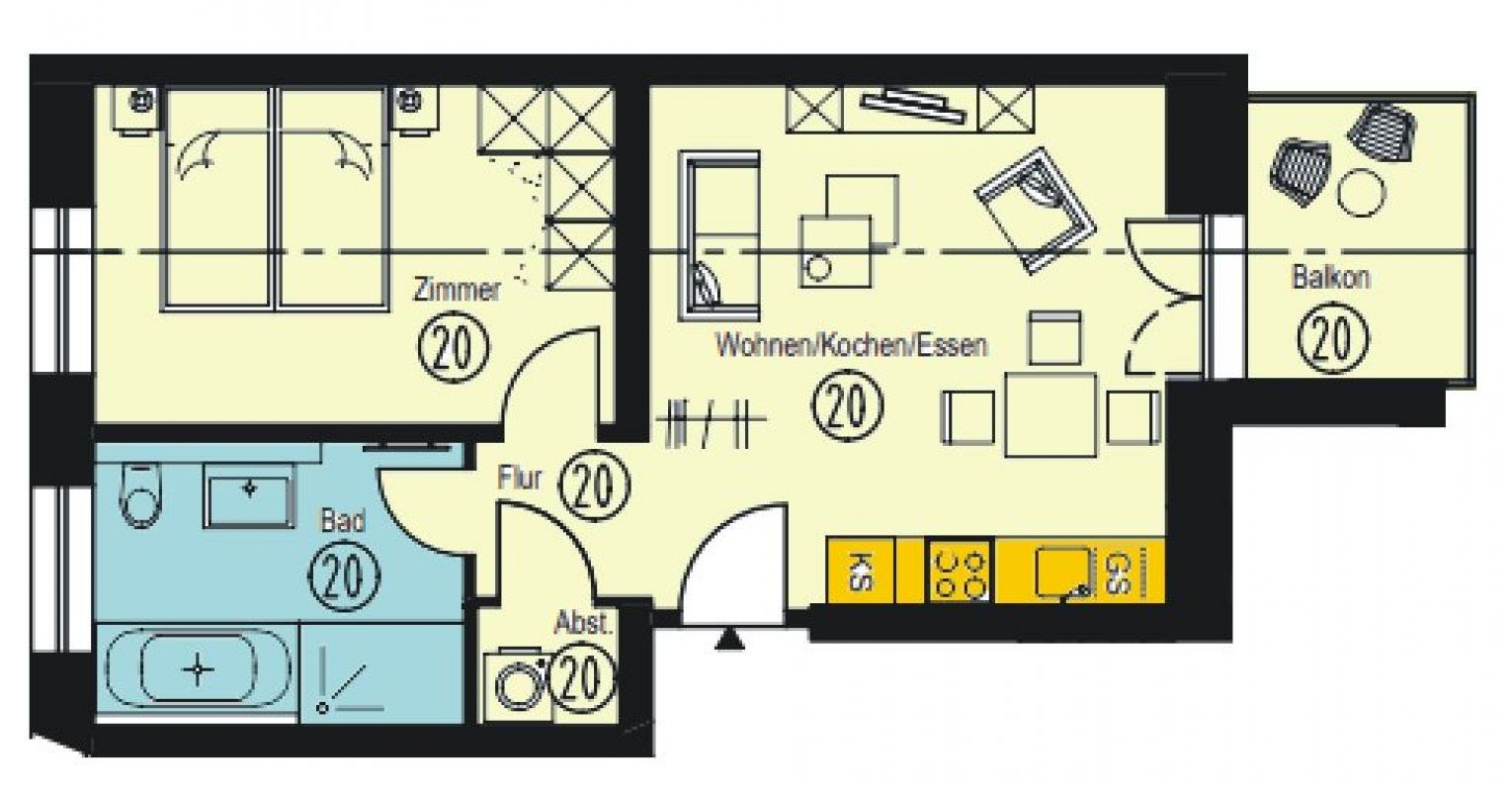 Loggia • Erstbezug • Chemnitz • 2-Raum Wohnung • Erdgeschoss • Fußbodenheizung • anrufen