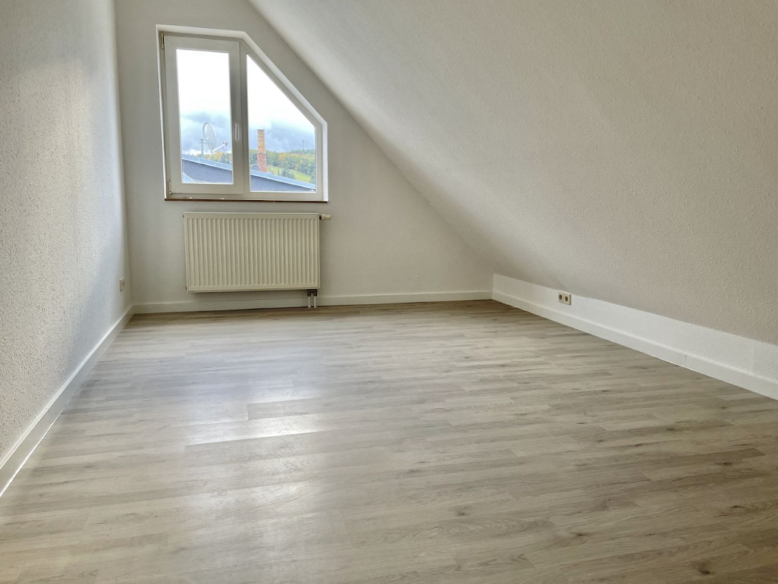 2 Zimmer • Tageslichtbad mit Dusche • Stellplatz • ruhige Lage • viele Schrägen • NEUES LAMINAT REIN