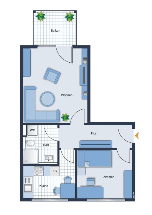 im Heimgarten • in Chemnitz • 2-Zimmer • mit Balkon • vermietet • als Kapitalanlage