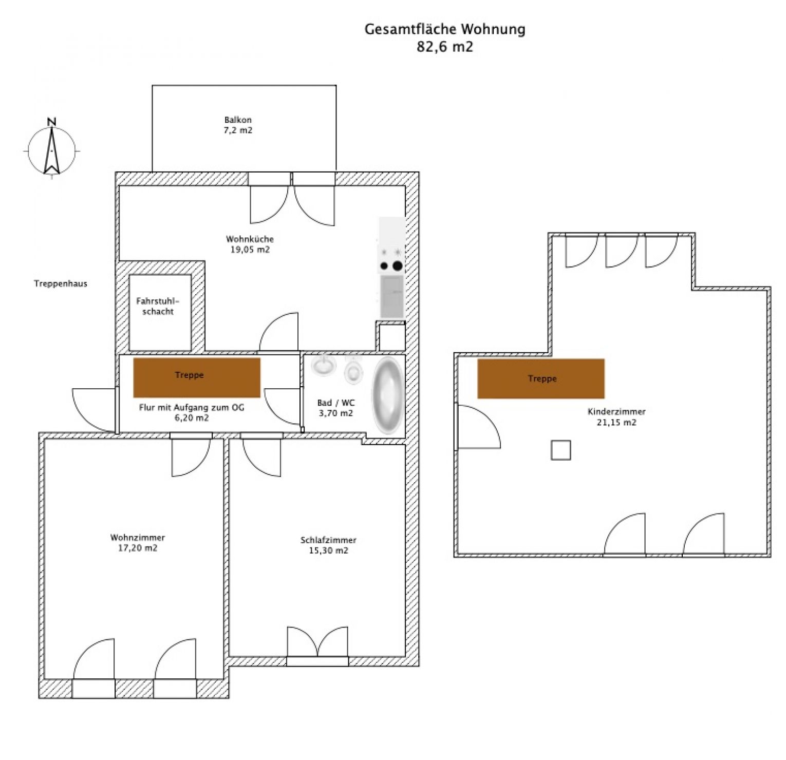 3-Zimmer • Maisonette • Bad mit Wanne • Sonnenbalkon • Fahrstuhl • neues Laminat • Hausgarten