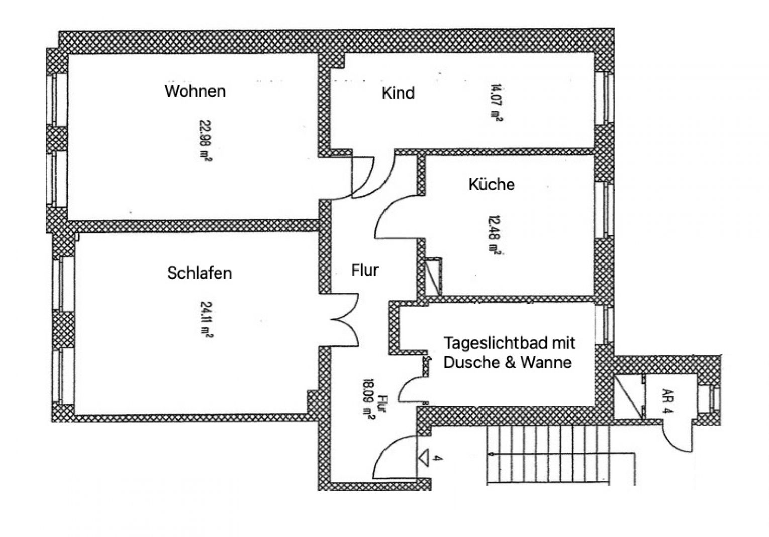 Eindrucksvoll • Stilecht • 3-Zimmer • Bad mit Wanne & Dusche • große alte Türen • Anschauen lohnt!