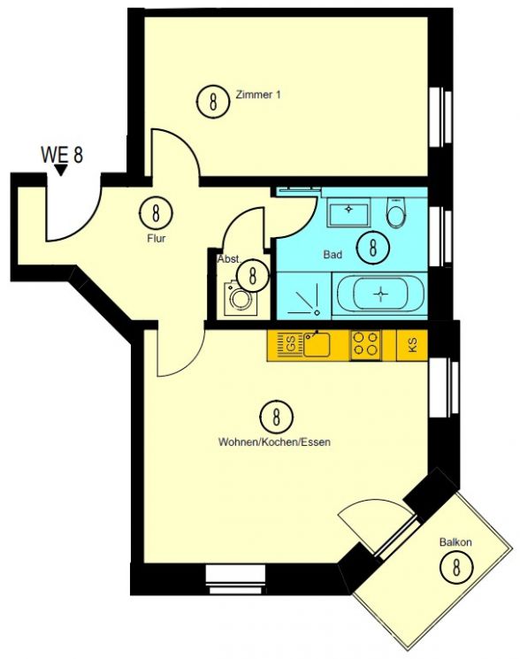 Balkon • Chemnitz • Tageslichtbad • 2-Raum Wohnung • Parkett • Sonnenberg • zur Miete